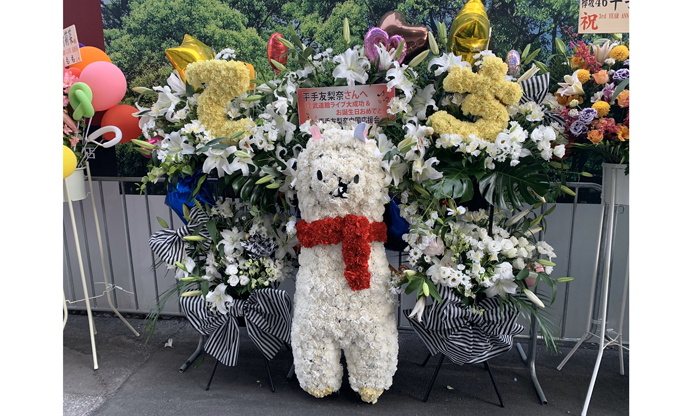 実際に武道館で飾られていた中国ファンからのアルパカ祝花（写真:こじらぶ）