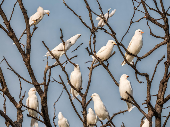 白い鳥が大量にとまっているみたい？（C）コクハク