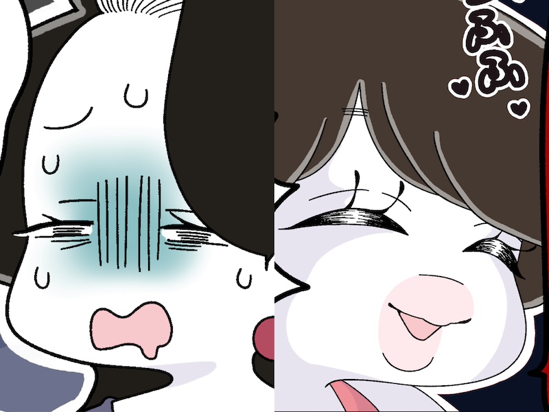 （左からコミ、マキさん）（漫画:おくげちゃん）