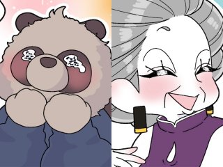 左からタヌ井さん、ママ（漫画:おくげちゃん）